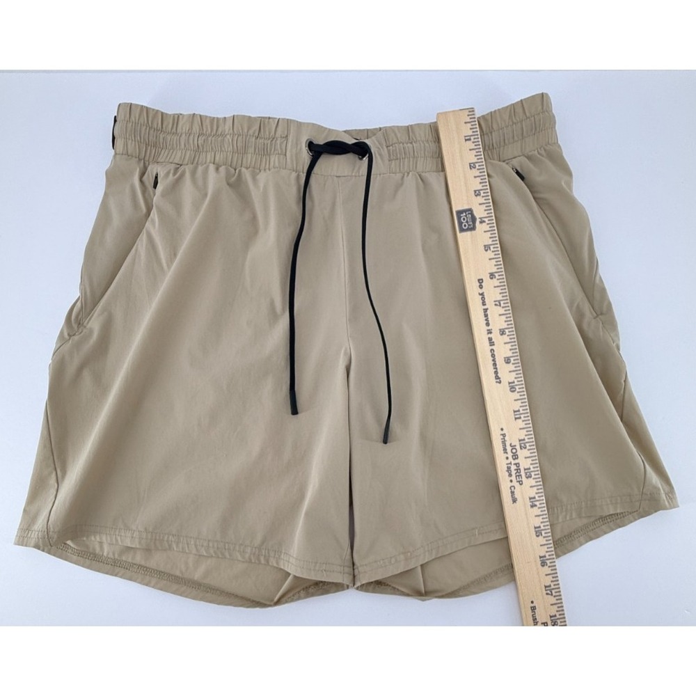 FLX Athletic Shorts Womens M Beige Running Gym Elastic Waist - Picture 7 of 7